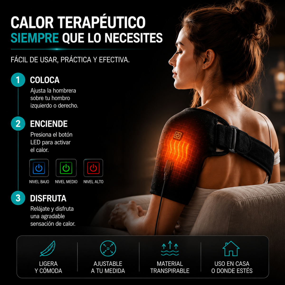 HeatRelax™ | Hombrera Térmica de Calor Ajustable