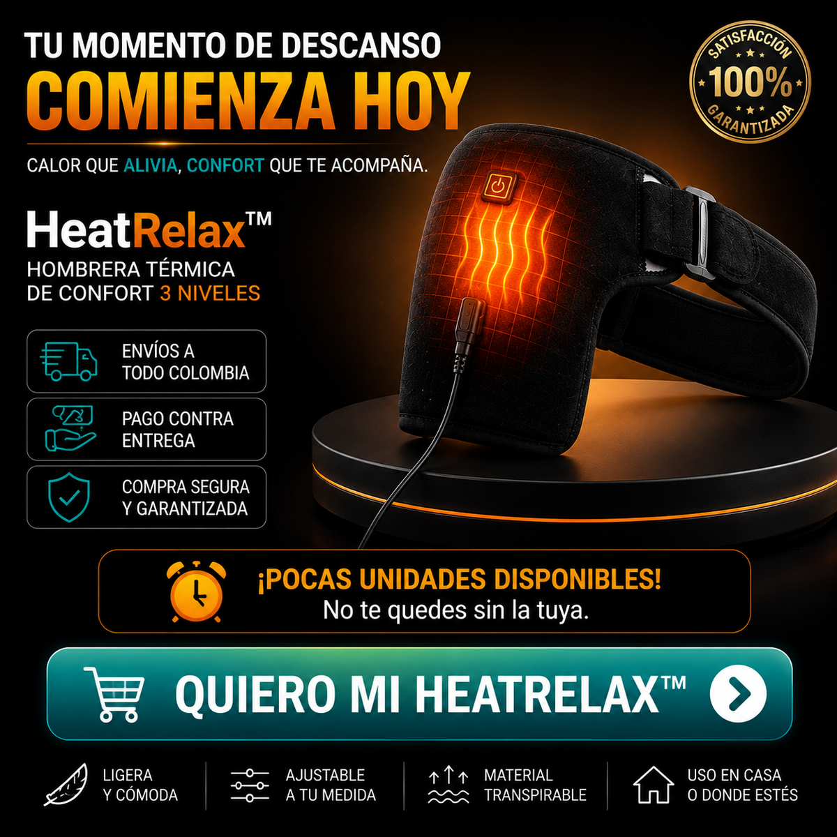 HeatRelax™ | Hombrera Térmica de Calor Ajustable