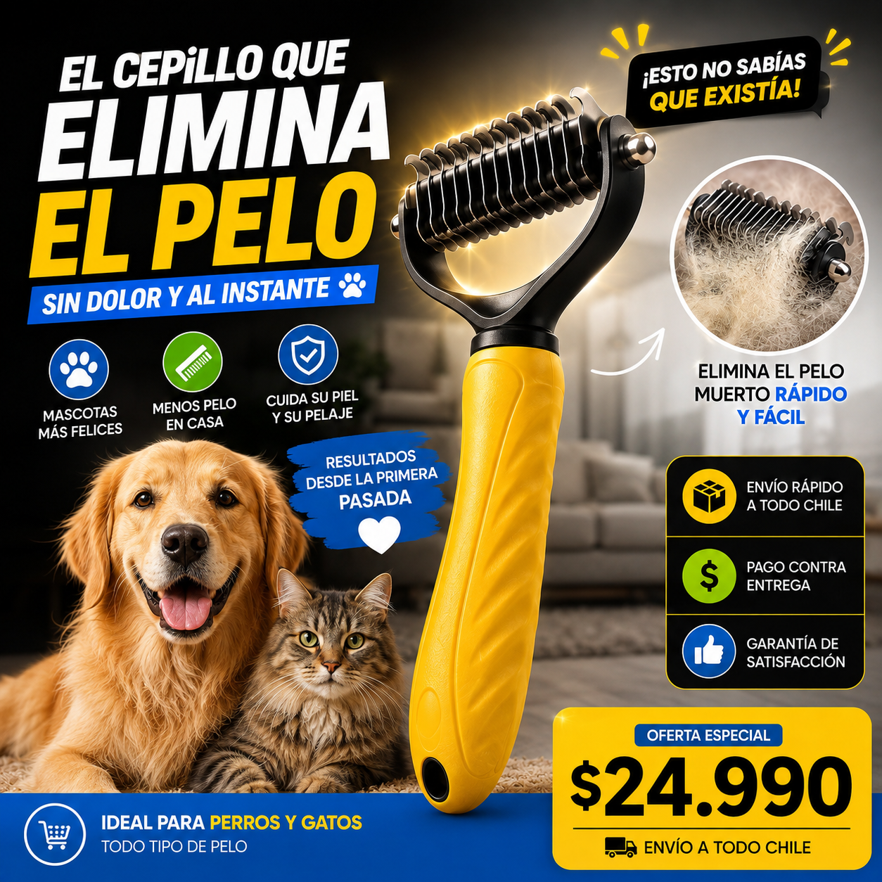 FurAway™ | Cepillo Deslanador Premium para Perros y Gatos