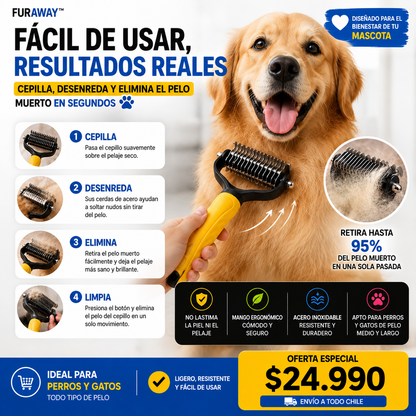 FurAway™ | Cepillo Deslanador Premium para Perros y Gatos