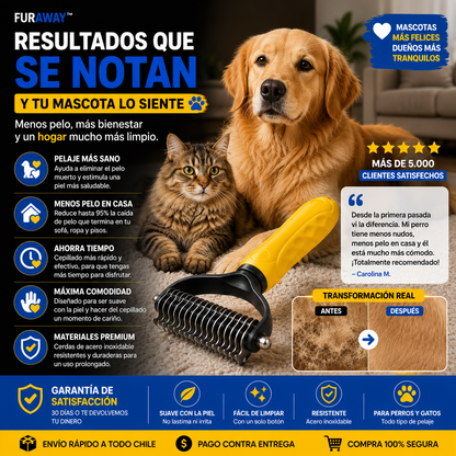 FurAway™ | Cepillo Deslanador Premium para Perros y Gatos
