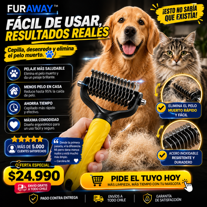 FurAway™ | Cepillo Deslanador Premium para Perros y Gatos